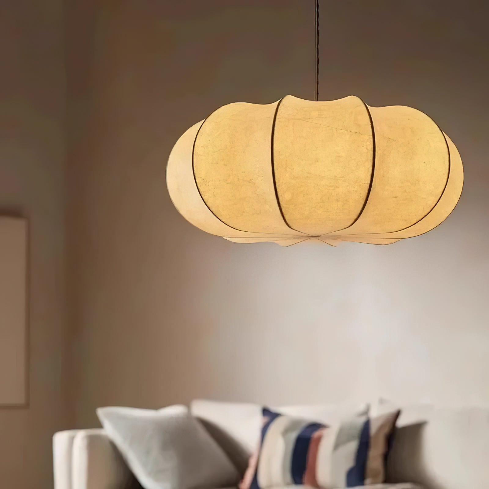 Kiyo Pumpkin Pendant Light Silk - Lamp Copper