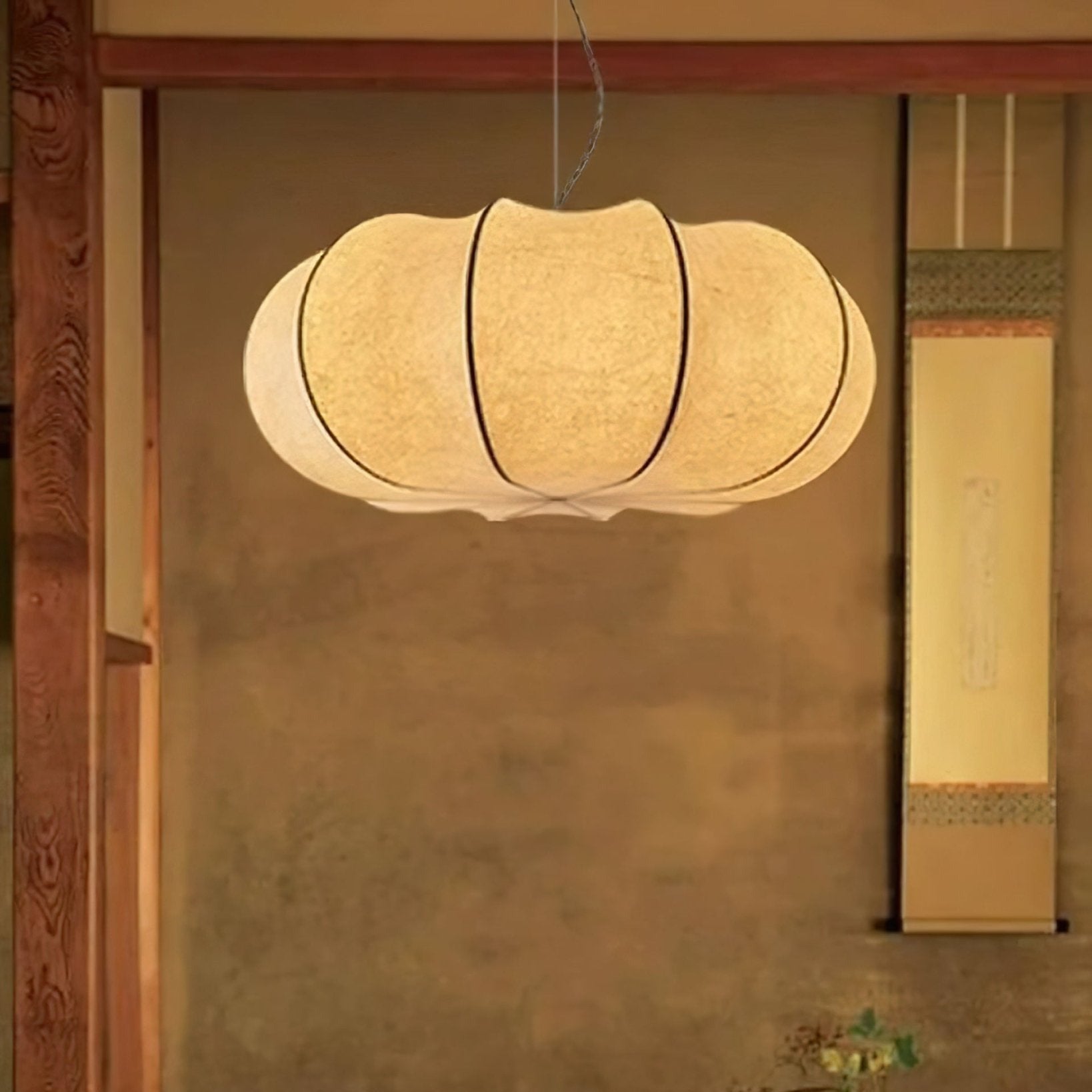 Kiyo Pumpkin Pendant Light Silk - Lamp Copper