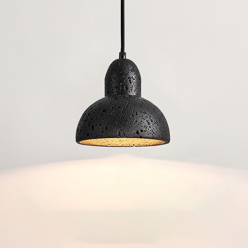 Vaelior Dome Shade Travertine Pendant Light - Lamp Copper