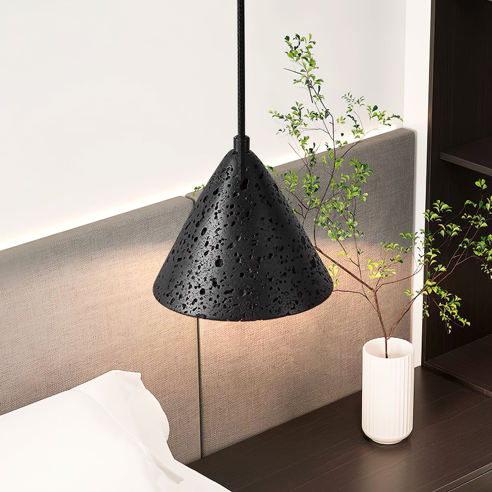 Vaelior Dome Shade Travertine Pendant Light - Lamp Copper
