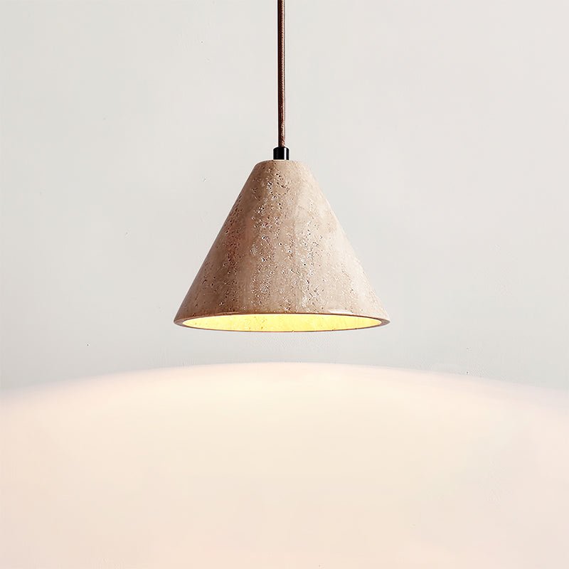 Vaelior Dome Shade Travertine Pendant Light - Lamp Copper