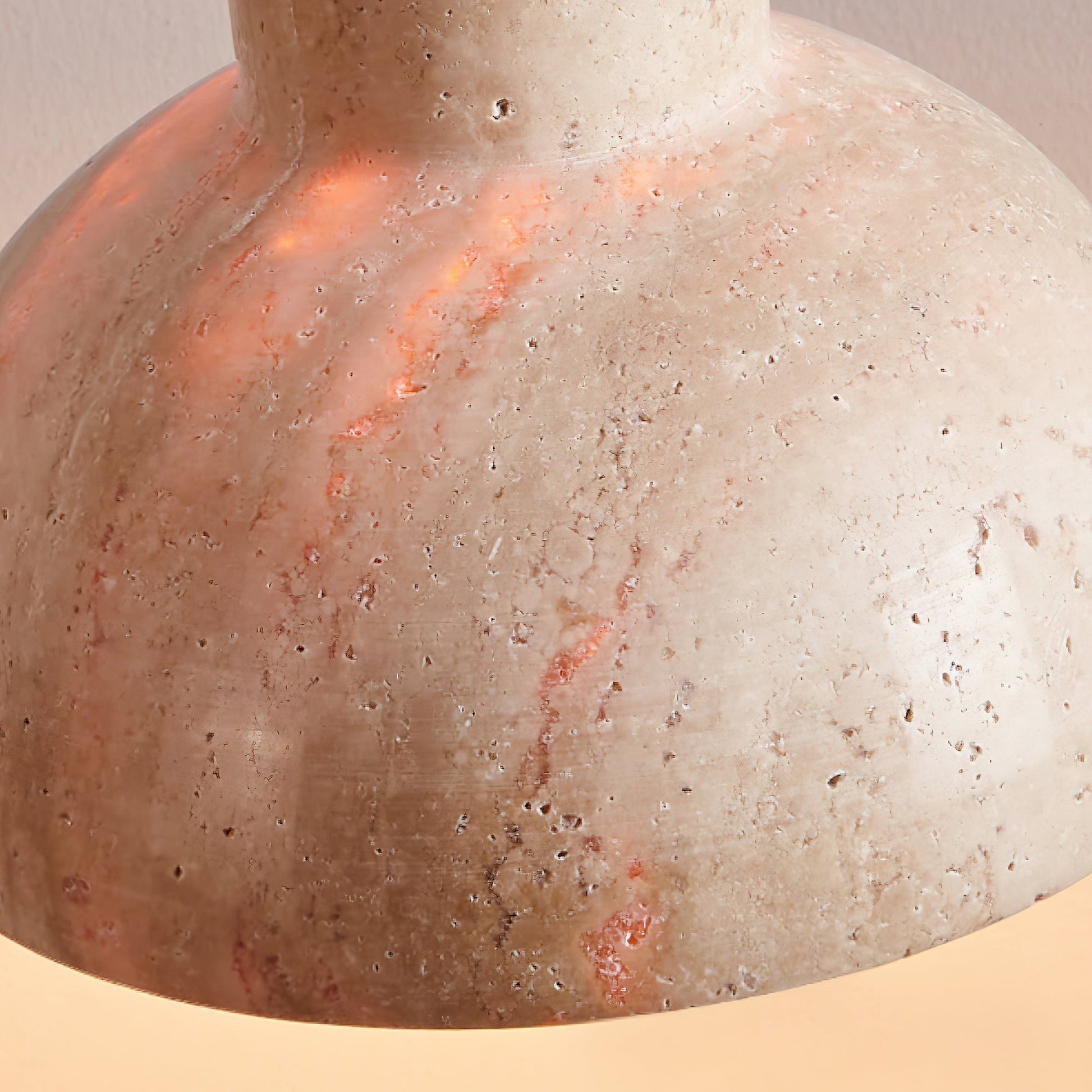 Vaelior Dome Shade Travertine Pendant Light - Lamp Copper