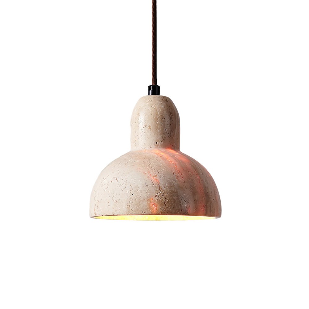 Vaelior Dome Shade Travertine Pendant Light - Lamp Copper