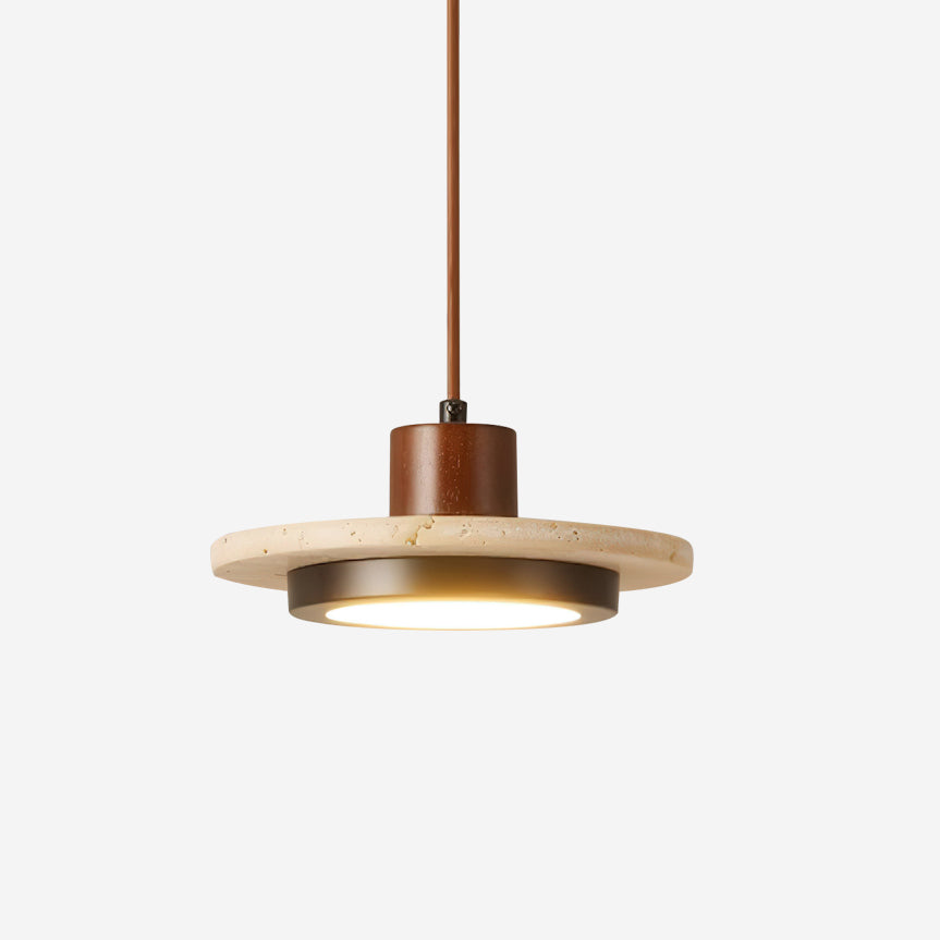 Solaro Travertine LED Pendant Light - Lamp Copper