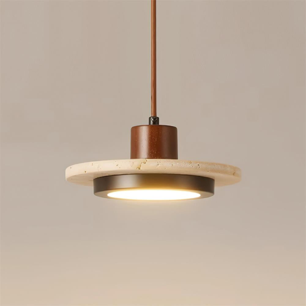 Solaro Travertine LED Pendant Light - Lamp Copper