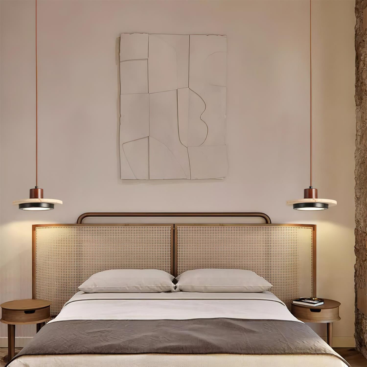 Solaro Travertine LED Pendant Light - Lamp Copper
