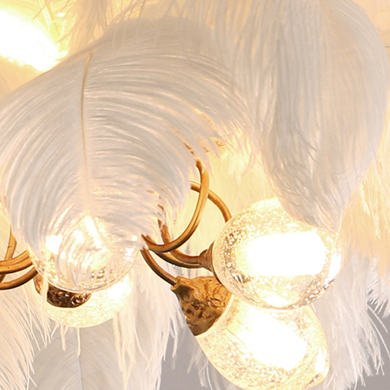O'Moore Nordic Luxury Pendant Light, Brass/Feather - Lamp Copper