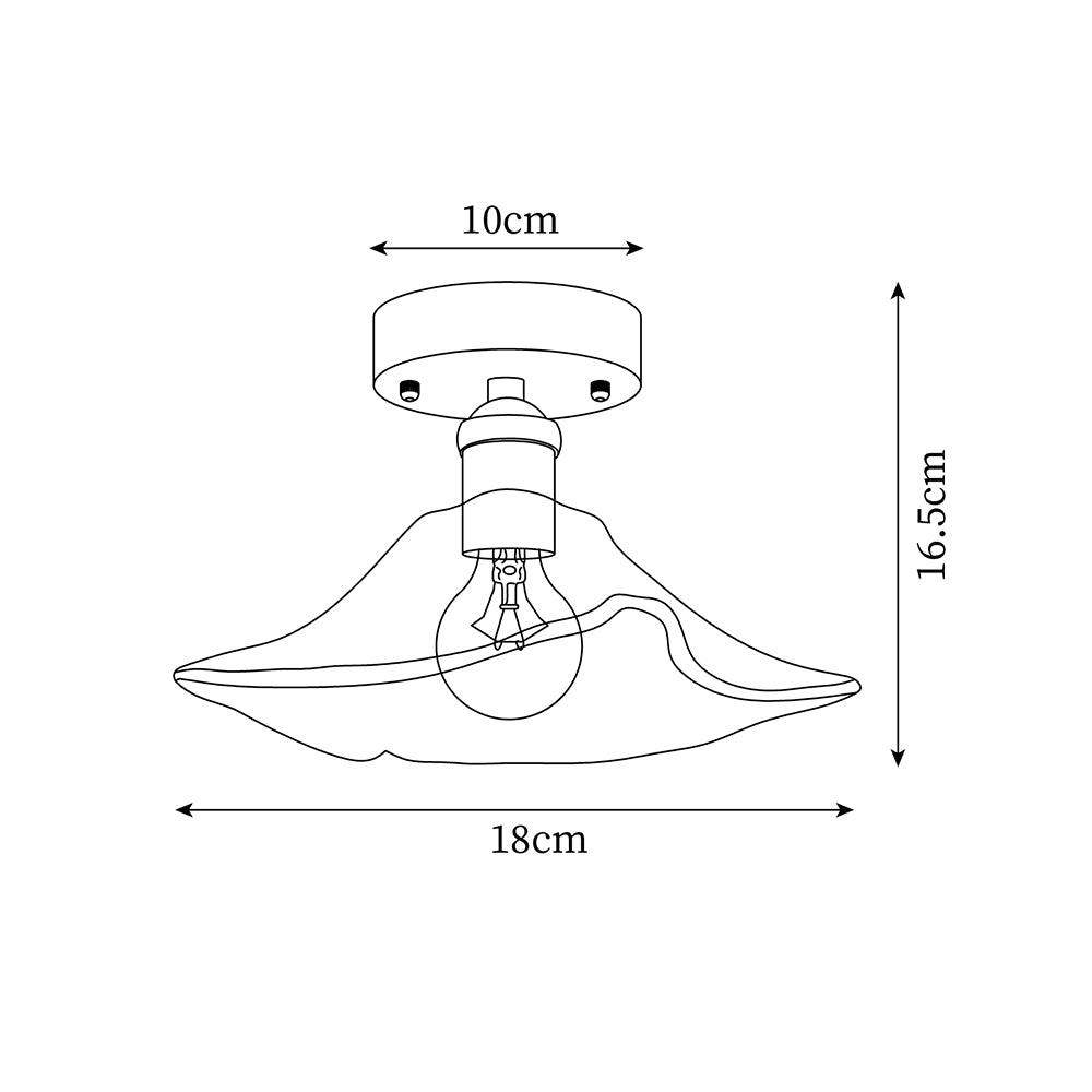 Ceiling Light Amber Swirl Glass - Lamp Copper