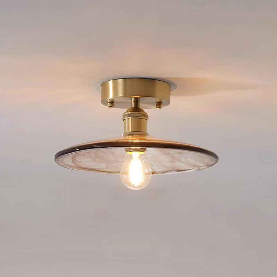 Ceiling Light Amber Swirl Glass - Lamp Copper