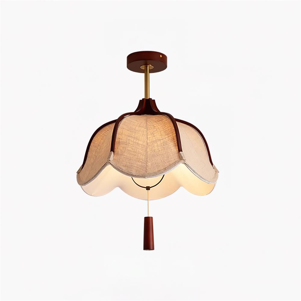 Givola Vintage Fabric Semi Flush Mount Ceiling Light - Lamp Copper