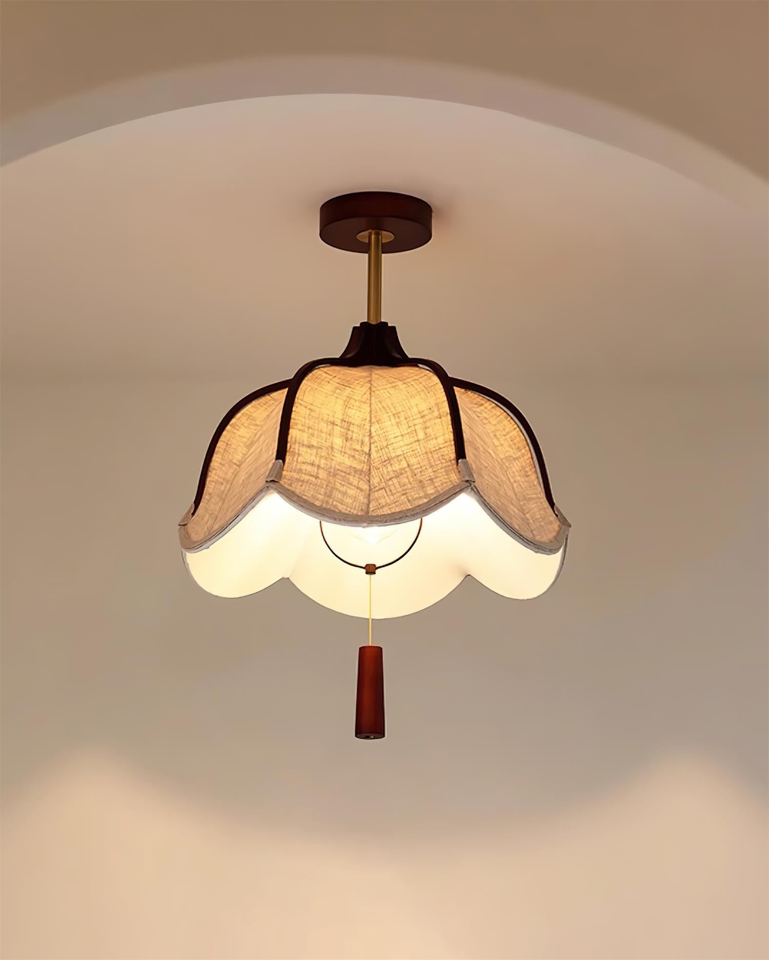 Givola Vintage Fabric Semi Flush Mount Ceiling Light - Lamp Copper