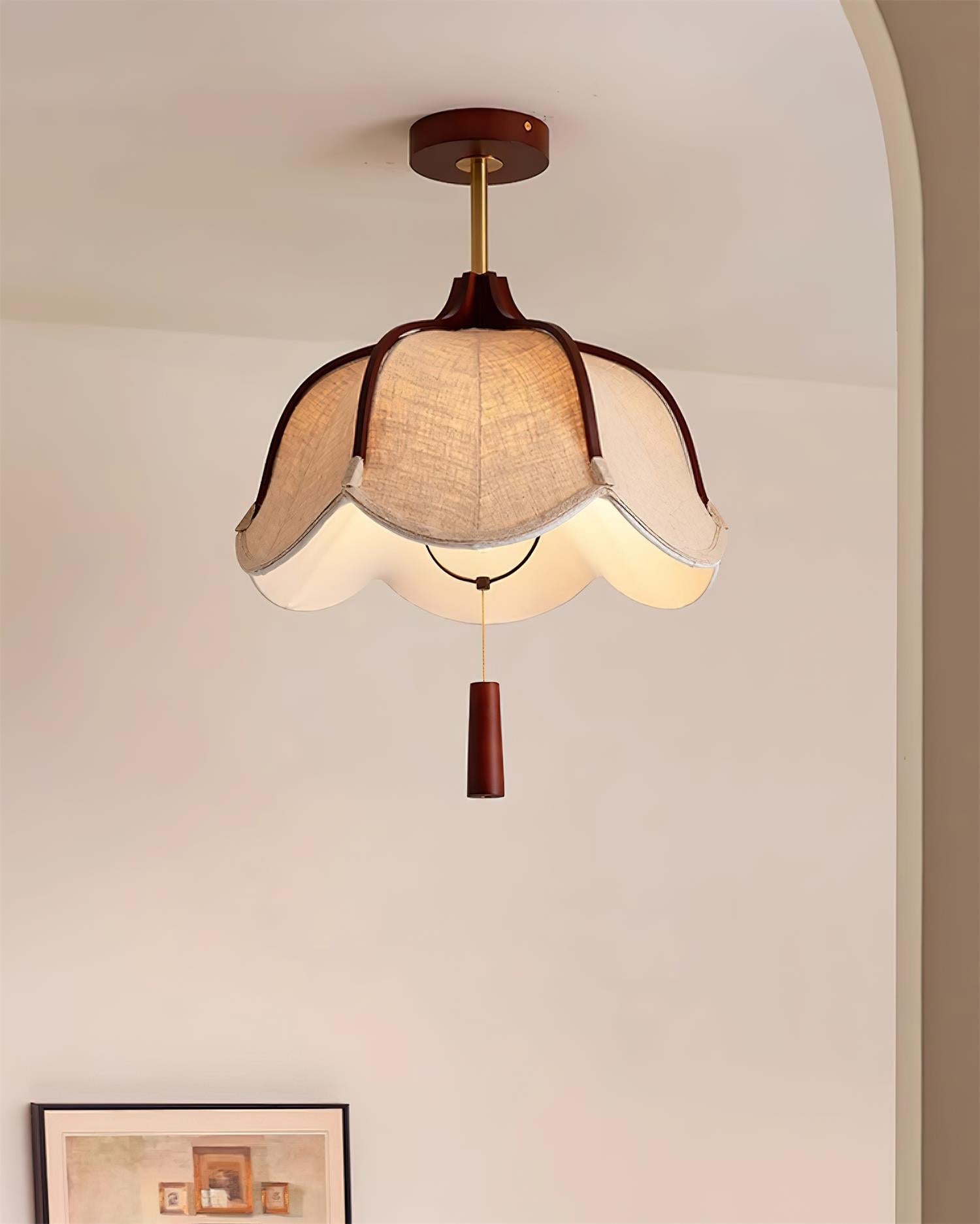 Givola Vintage Fabric Semi Flush Mount Ceiling Light - Lamp Copper