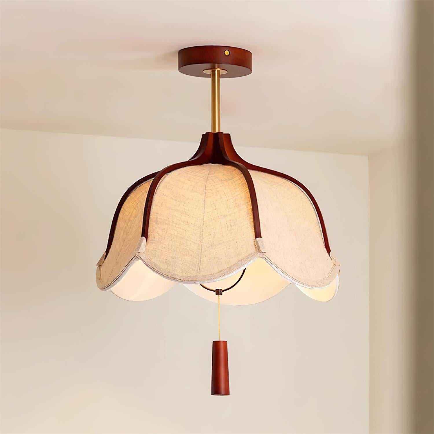 Givola Vintage Fabric Semi Flush Mount Ceiling Light - Lamp Copper