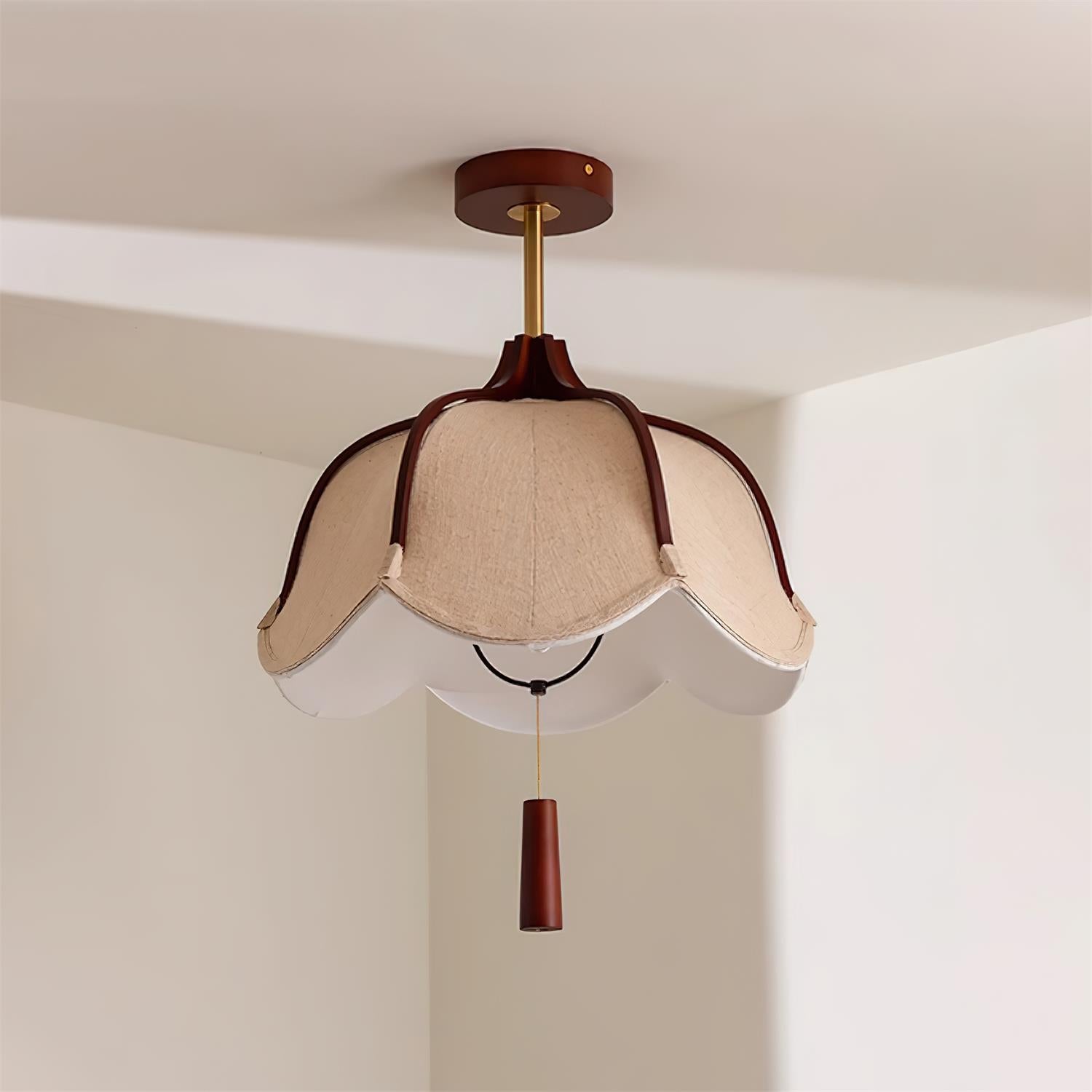 Givola Vintage Fabric Semi Flush Mount Ceiling Light - Lamp Copper