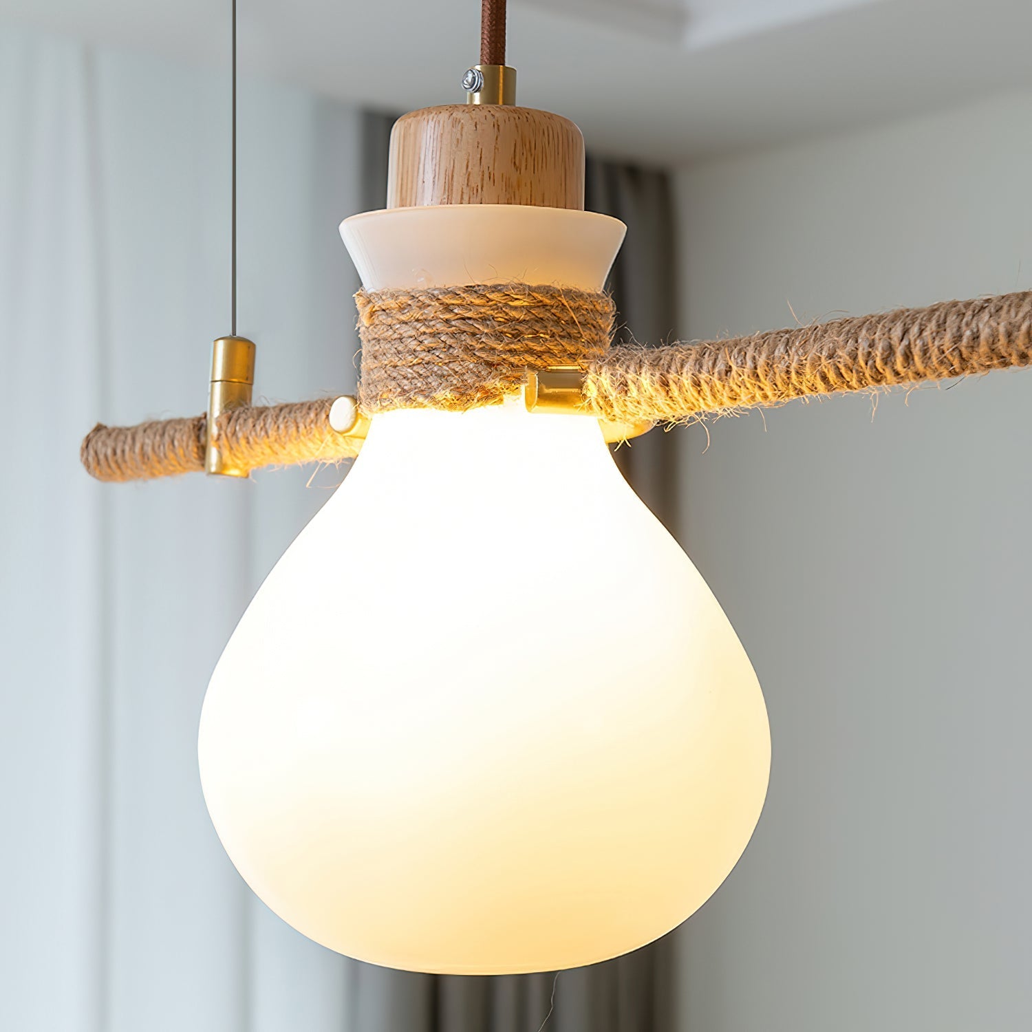 Votheor Modern Minimalist Unique Rope Glass Pendant Lamp - Lamp Copper