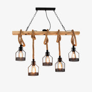 Quoro Hemp Rope Industrial Grenade Chandelier - Lamp Copper