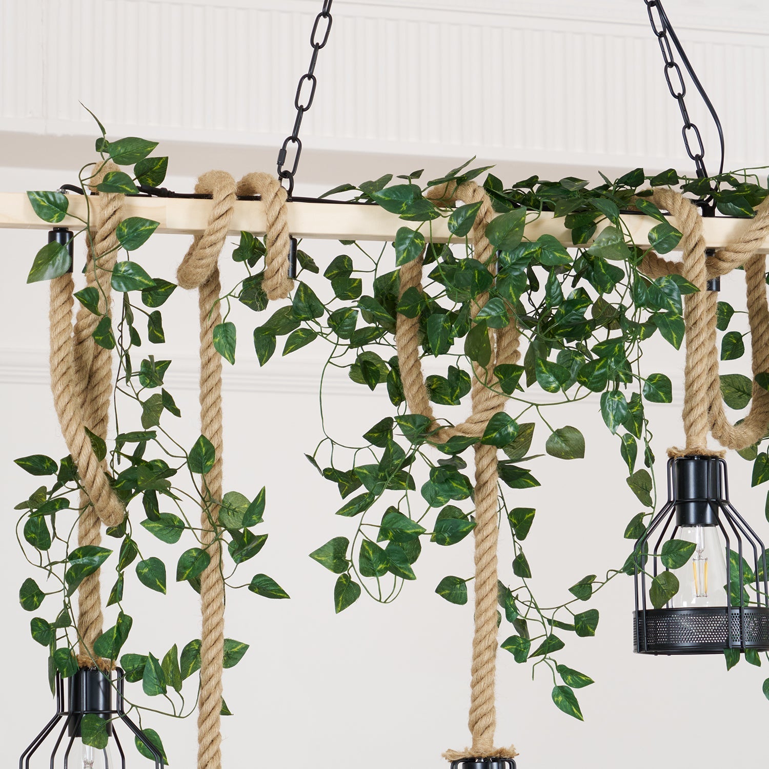 Quoro Hemp Rope Industrial Grenade Chandelier - Lamp Copper