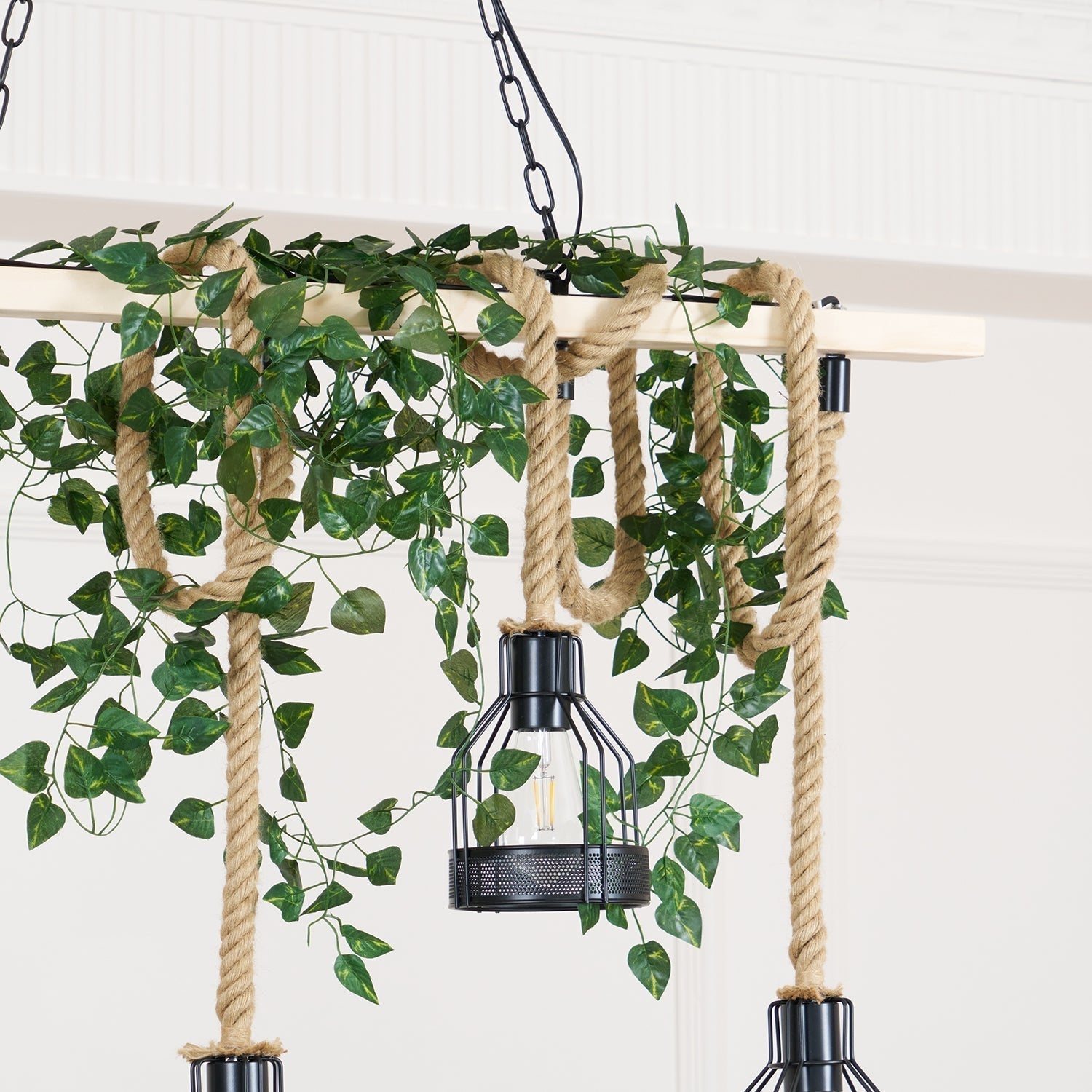 Quoro Hemp Rope Industrial Grenade Chandelier - Lamp Copper