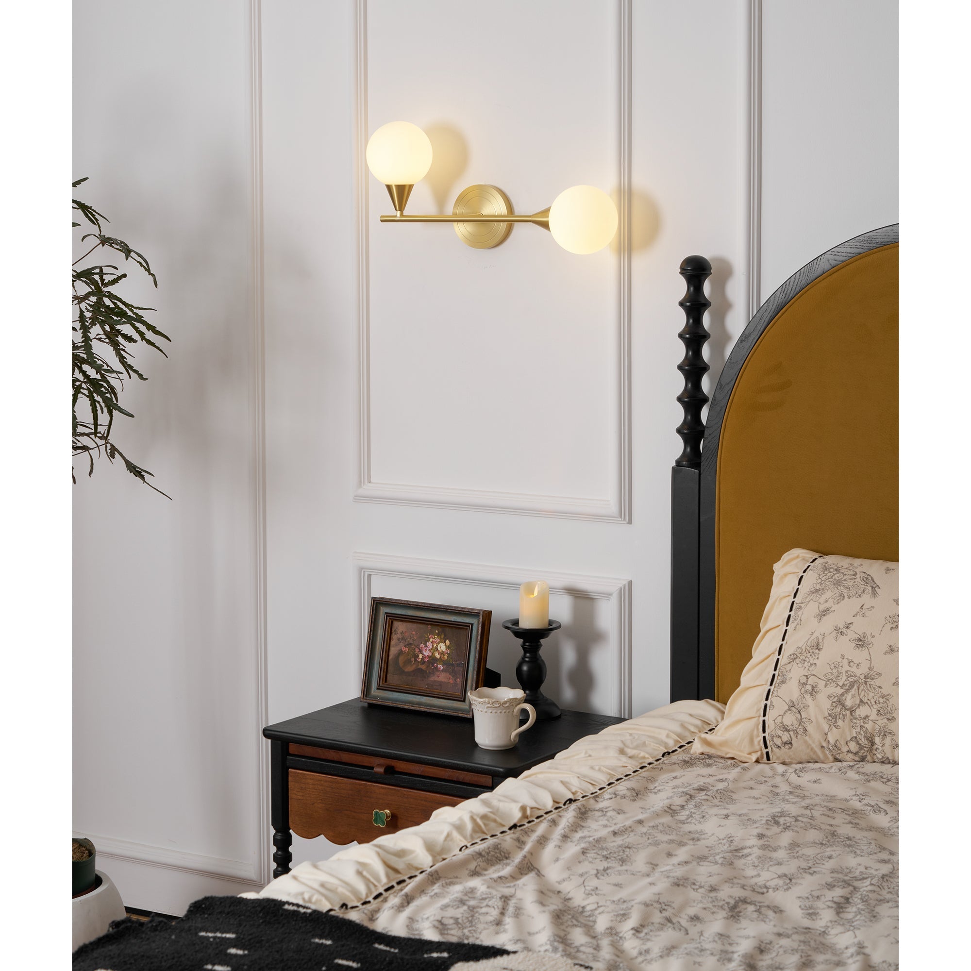 Holten Modern Minimalist Armed Brass Glass Sconce Wall Lamp - Lamp Copper