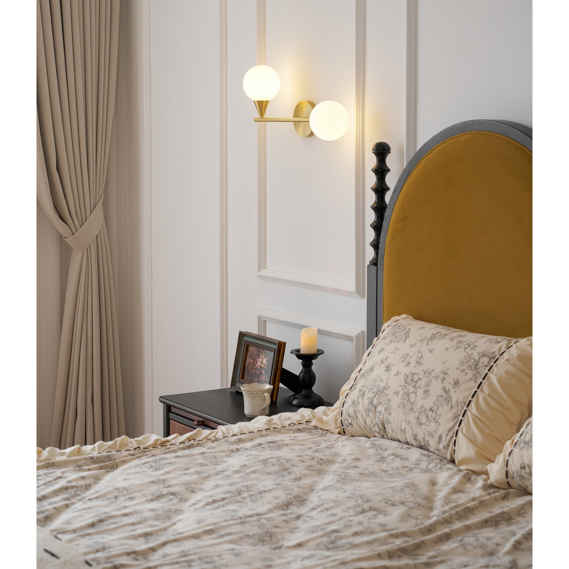 Holten Modern Minimalist Armed Brass Glass Sconce Wall Lamp - Lamp Copper