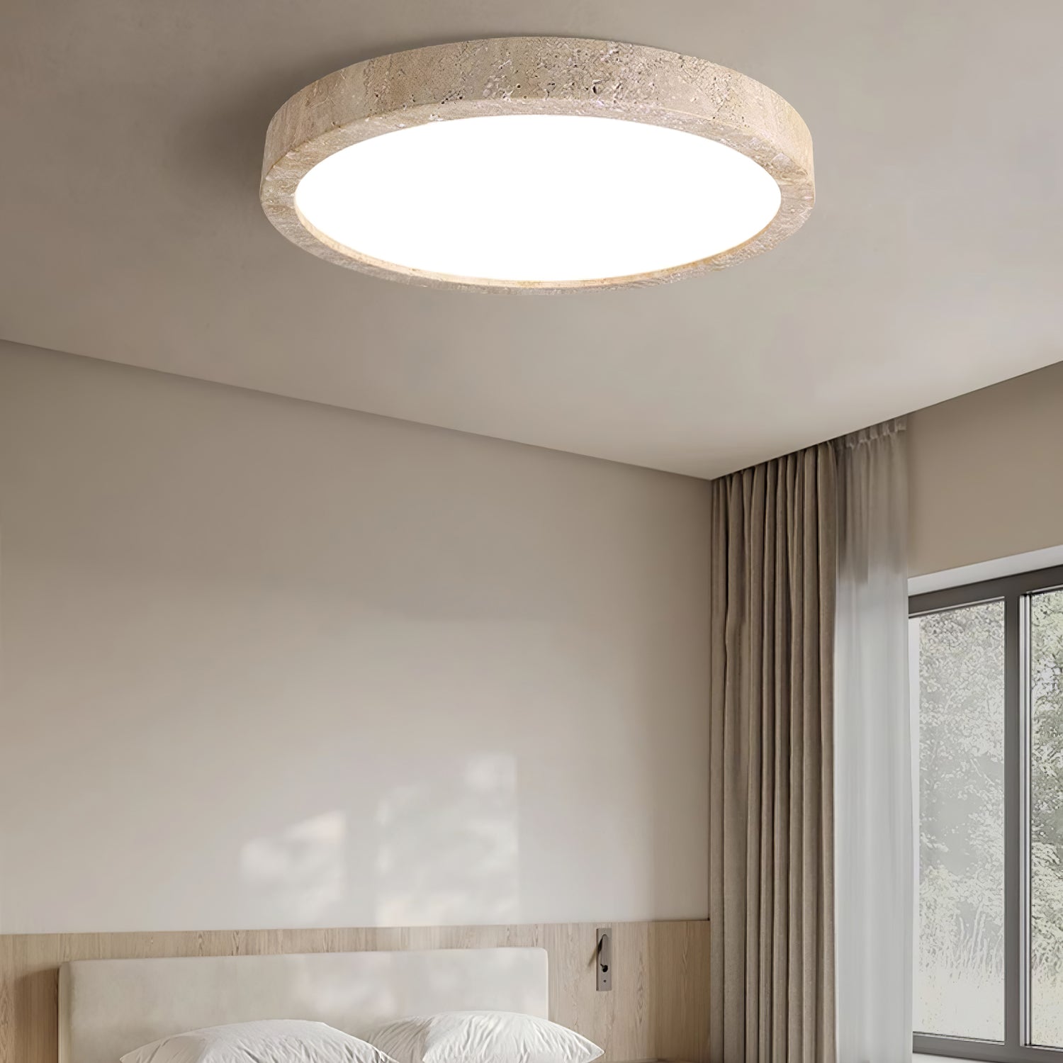 Artalor Minimalist Travertine Ceiling Light - Lamp Copper