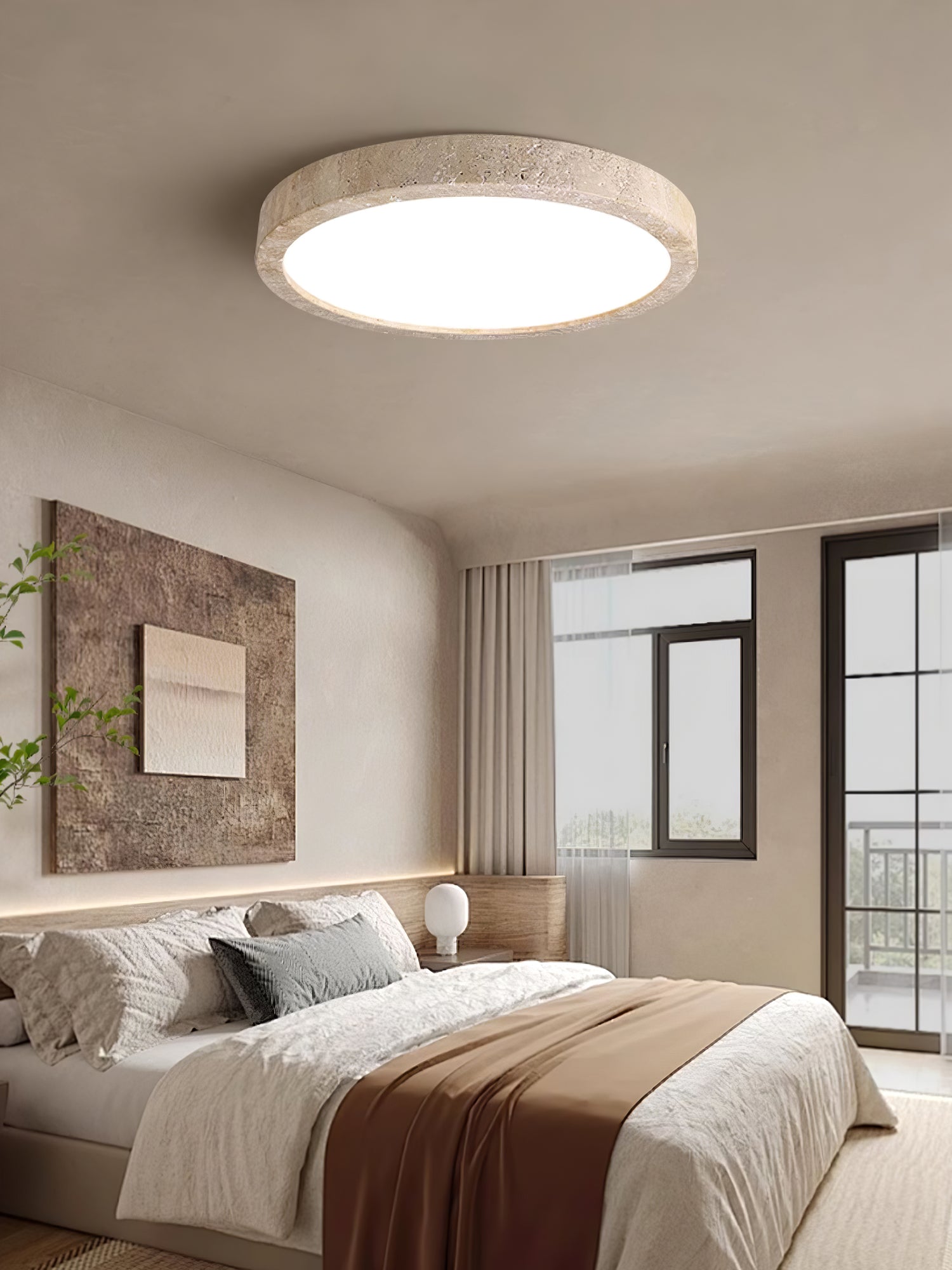 Artalor Minimalist Travertine Ceiling Light - Lamp Copper