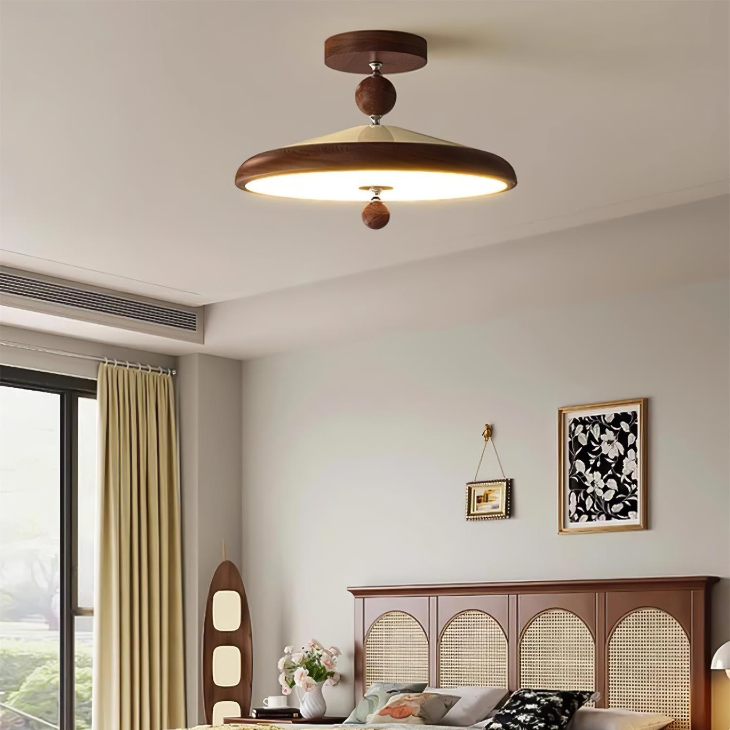 Belano Wooden Frame Round Ceiling Light - Lamp Copper