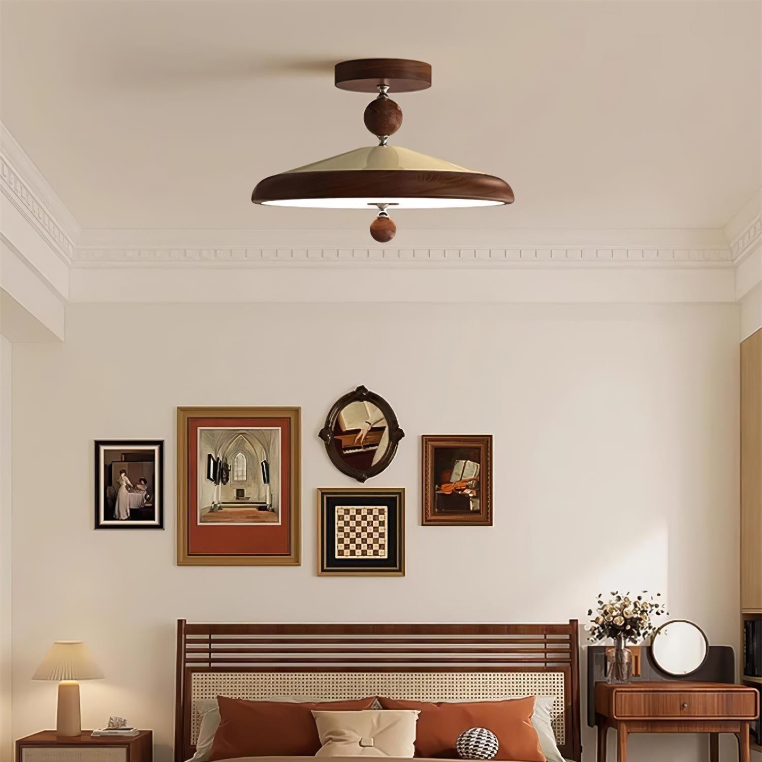 Belano Wooden Frame Round Ceiling Light - Lamp Copper