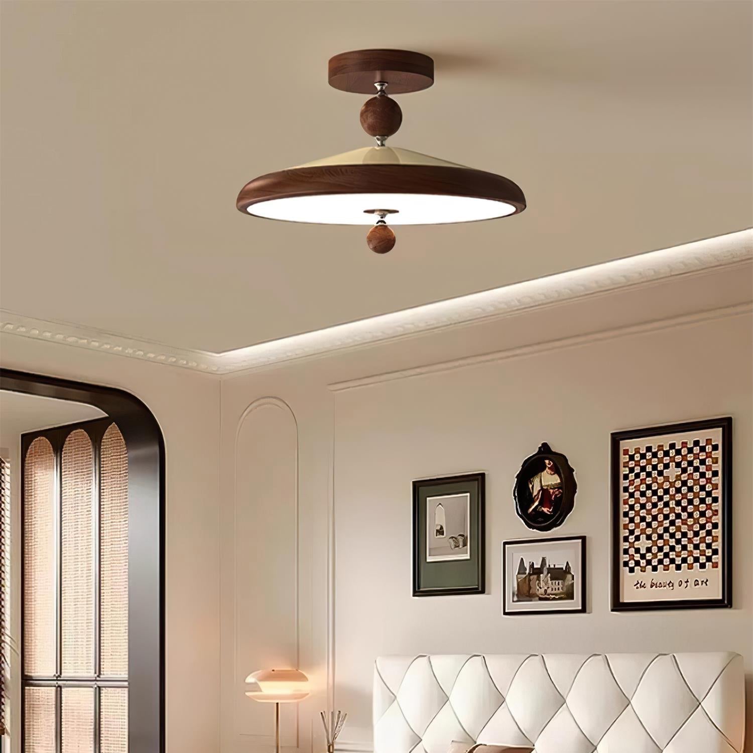 Belano Wooden Frame Round Ceiling Light - Lamp Copper