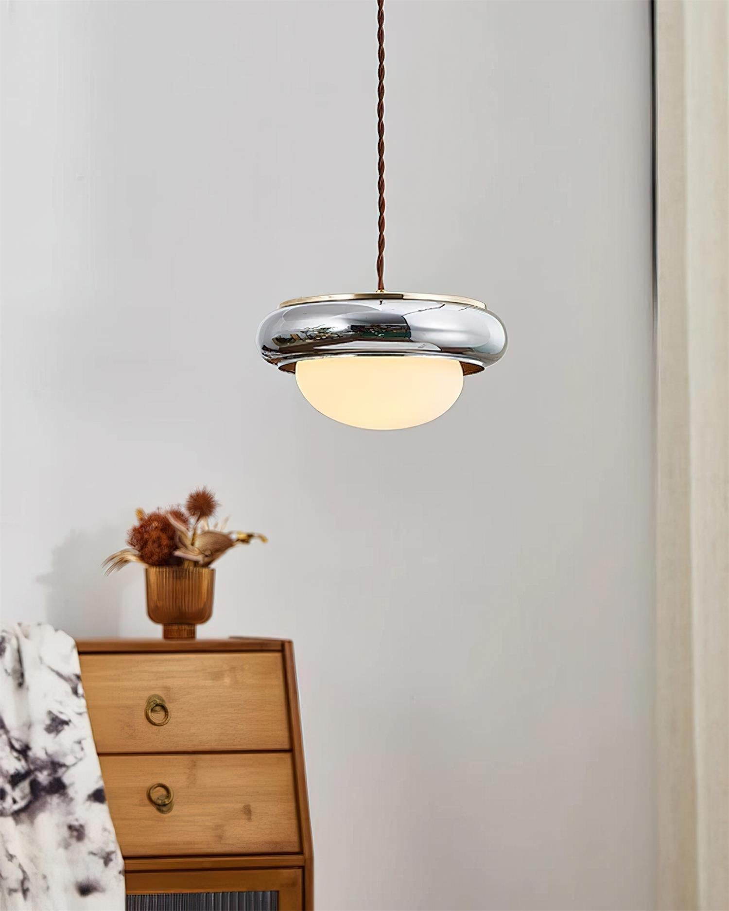 Quillon Wood Ring Pendant Lamp - Lamp Copper