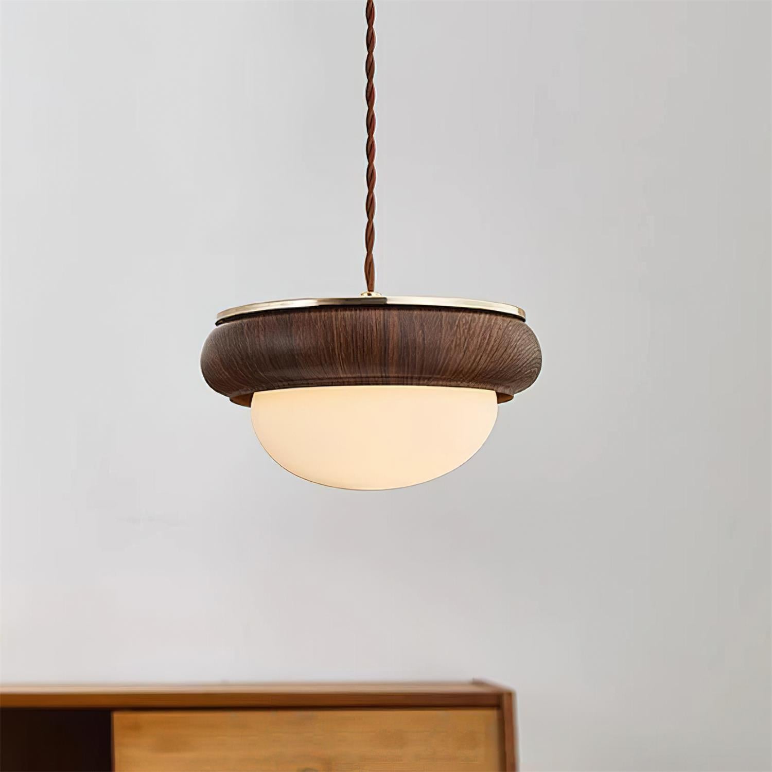 Quillon Wood Ring Pendant Lamp - Lamp Copper