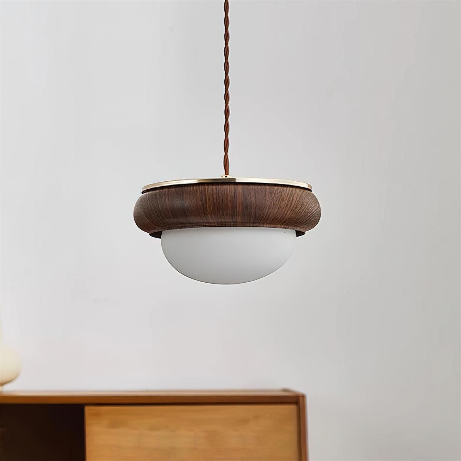 Quillon Wood Ring Pendant Lamp - Lamp Copper