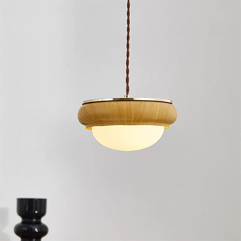 Quillon Wood Ring Pendant Lamp - Lamp Copper