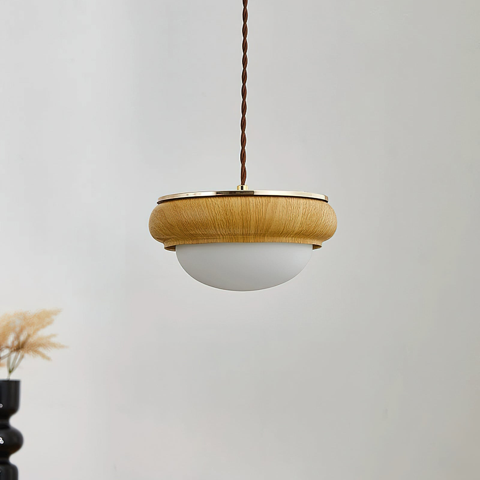 Quillon Wood Ring Pendant Lamp - Lamp Copper
