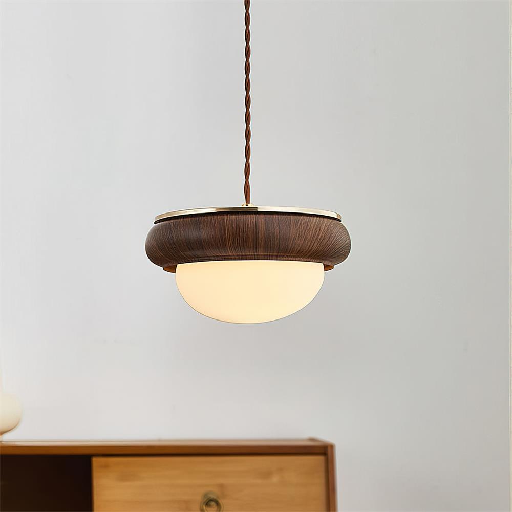 Quillon Wood Ring Pendant Lamp - Lamp Copper