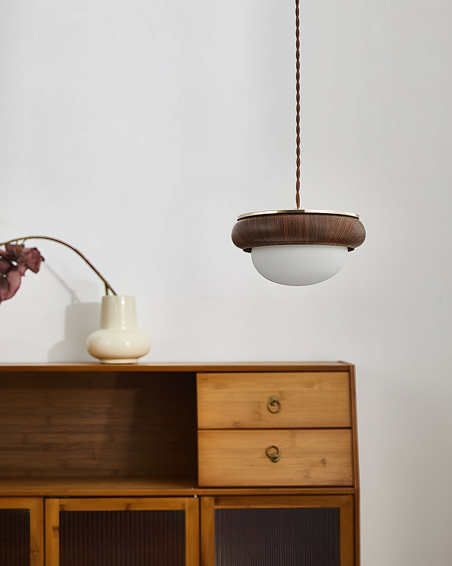 Quillon Wood Ring Pendant Lamp - Lamp Copper