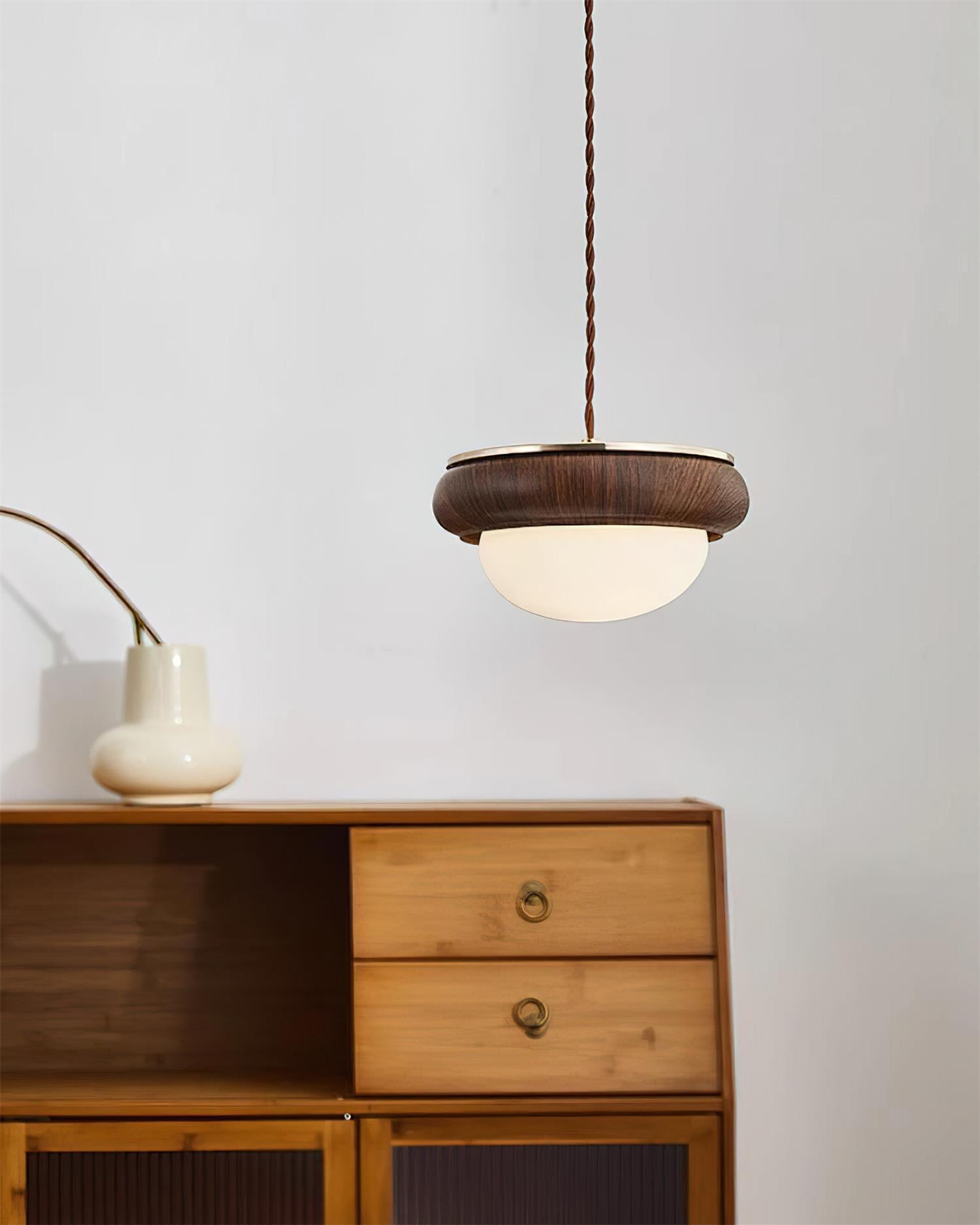 Quillon Wood Ring Pendant Lamp - Lamp Copper