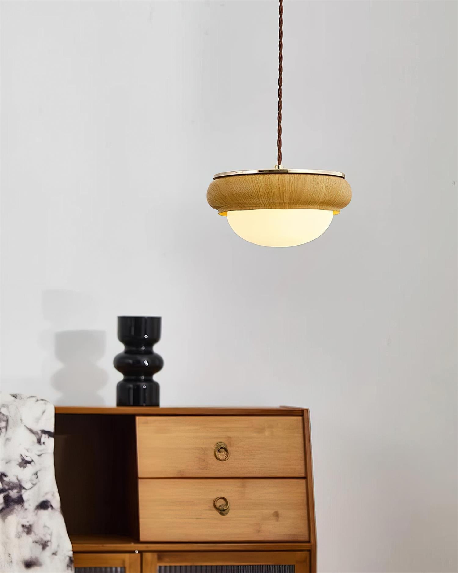 Quillon Wood Ring Pendant Lamp - Lamp Copper