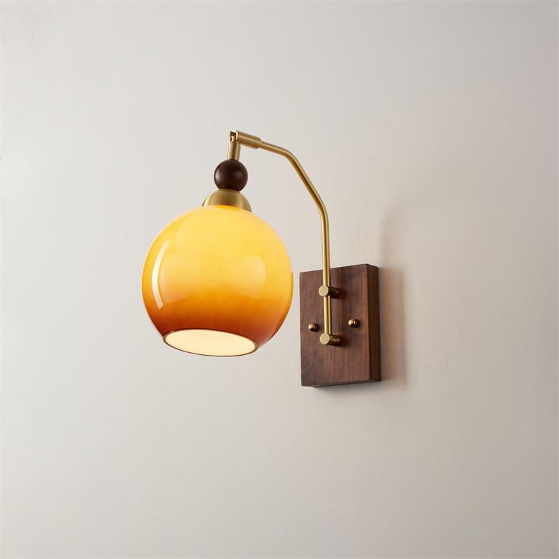 Jovene Amber Glass Wall Lamp - Lamp Copper