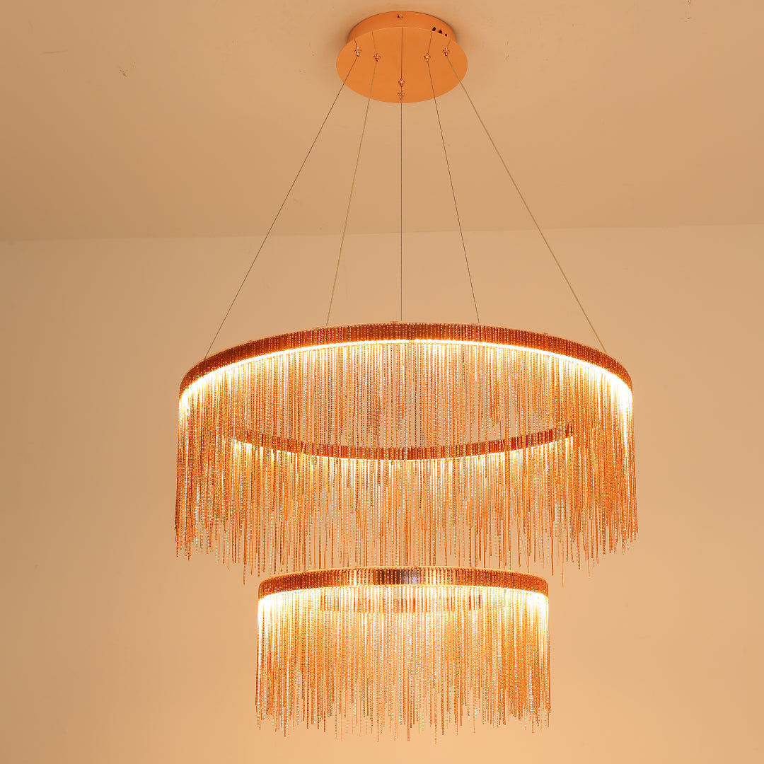Arisha Tassel Chain Art Deco Pendant Light Silver/Gold Living Room/Hall - Lamp Copper