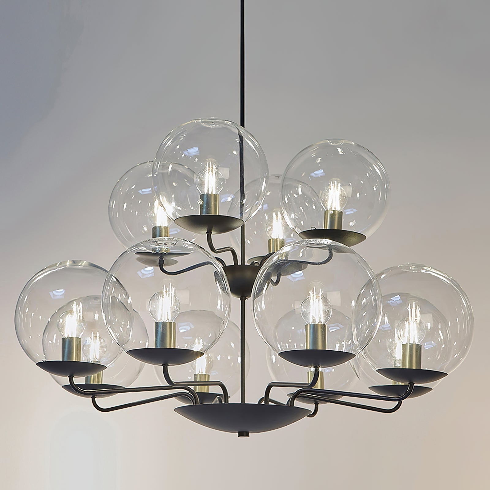 Calaeor Premium Elegance Glass Metal Chandelier - Lamp Copper