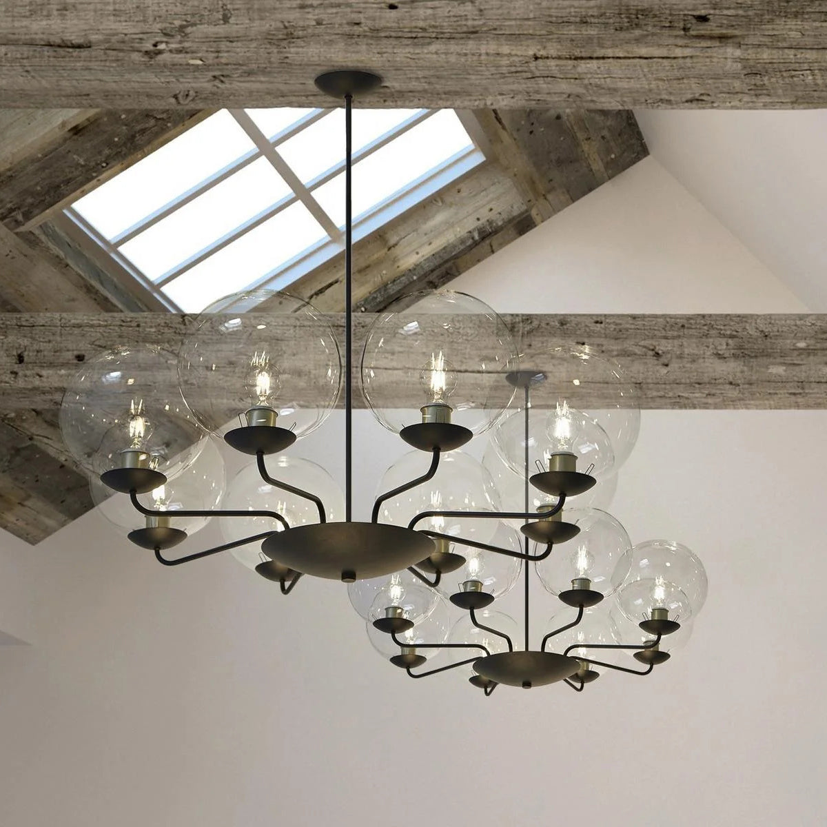 Calaeor Premium Elegance Glass Metal Chandelier - Lamp Copper