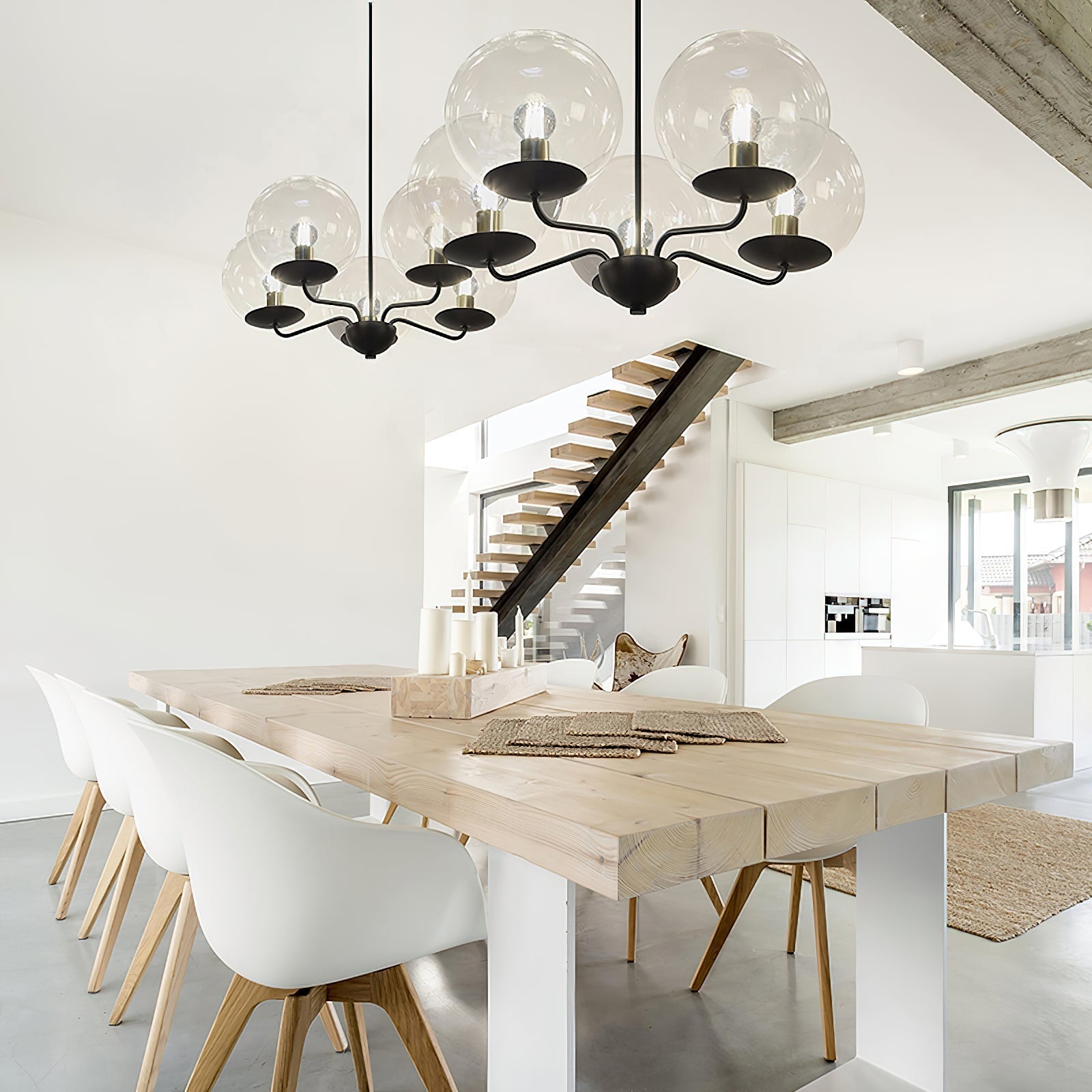 Calaeor Premium Elegance Glass Metal Chandelier - Lamp Copper