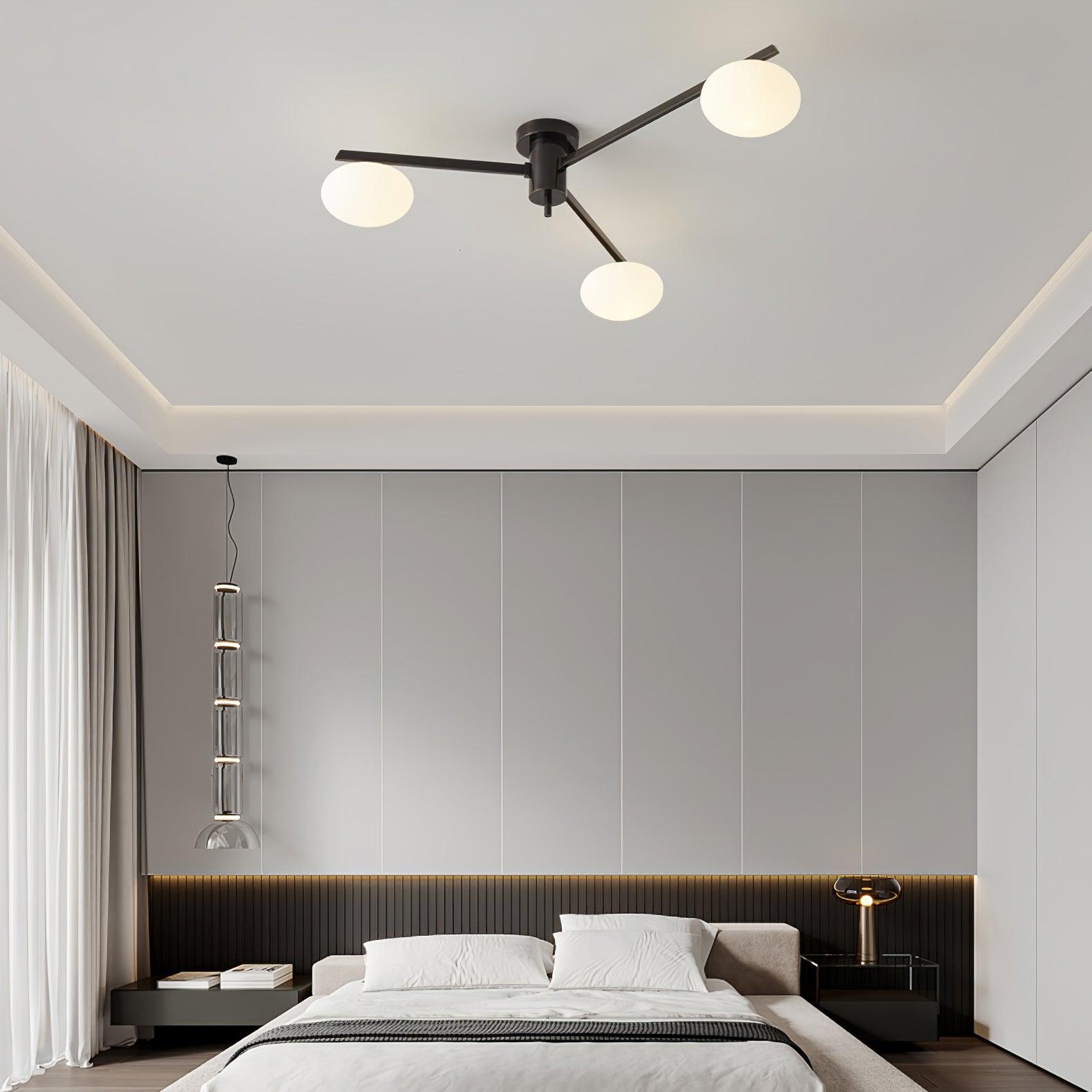 Jania Modern Glass Black Ceiling Light - Lamp Copper