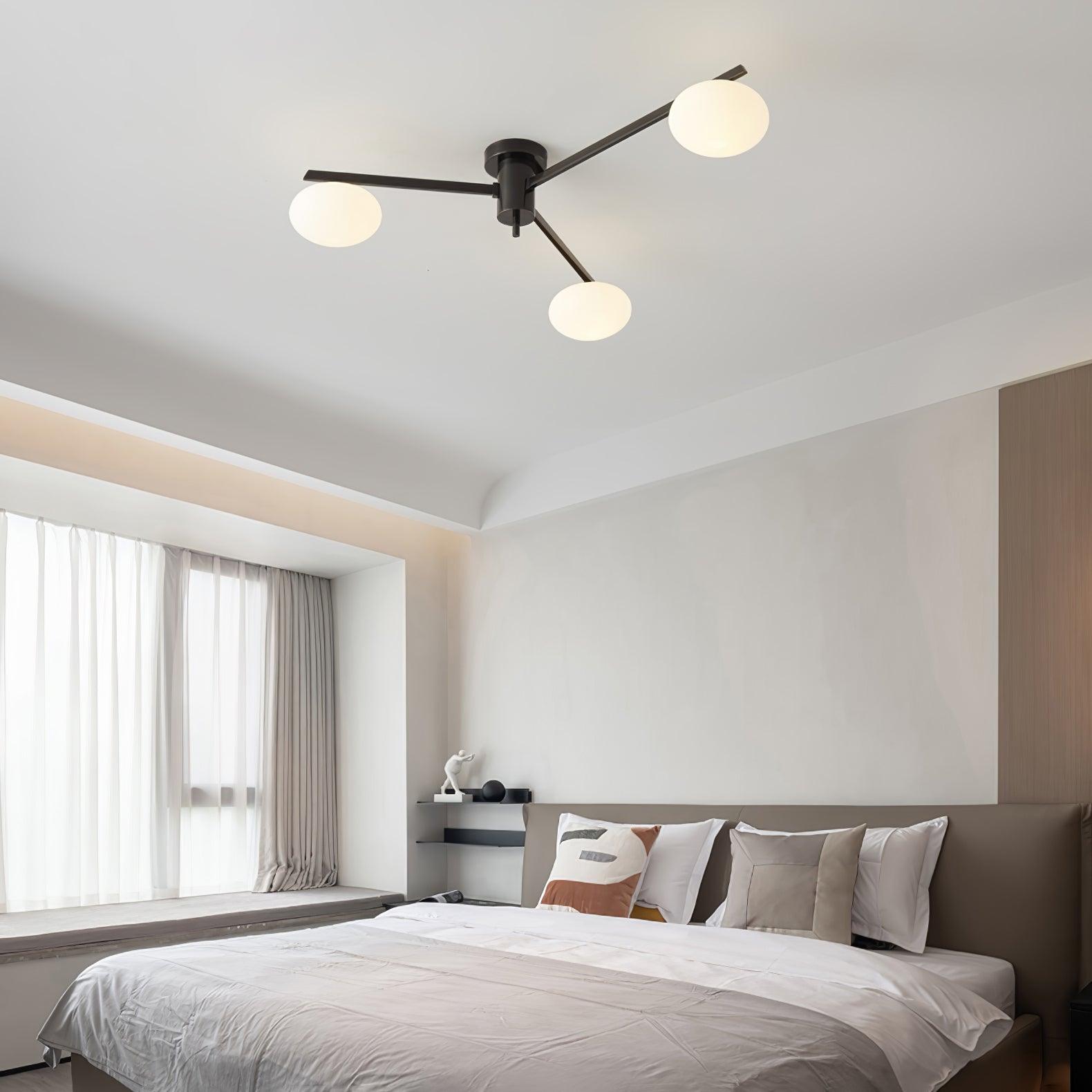 Jania Modern Glass Black Ceiling Light - Lamp Copper