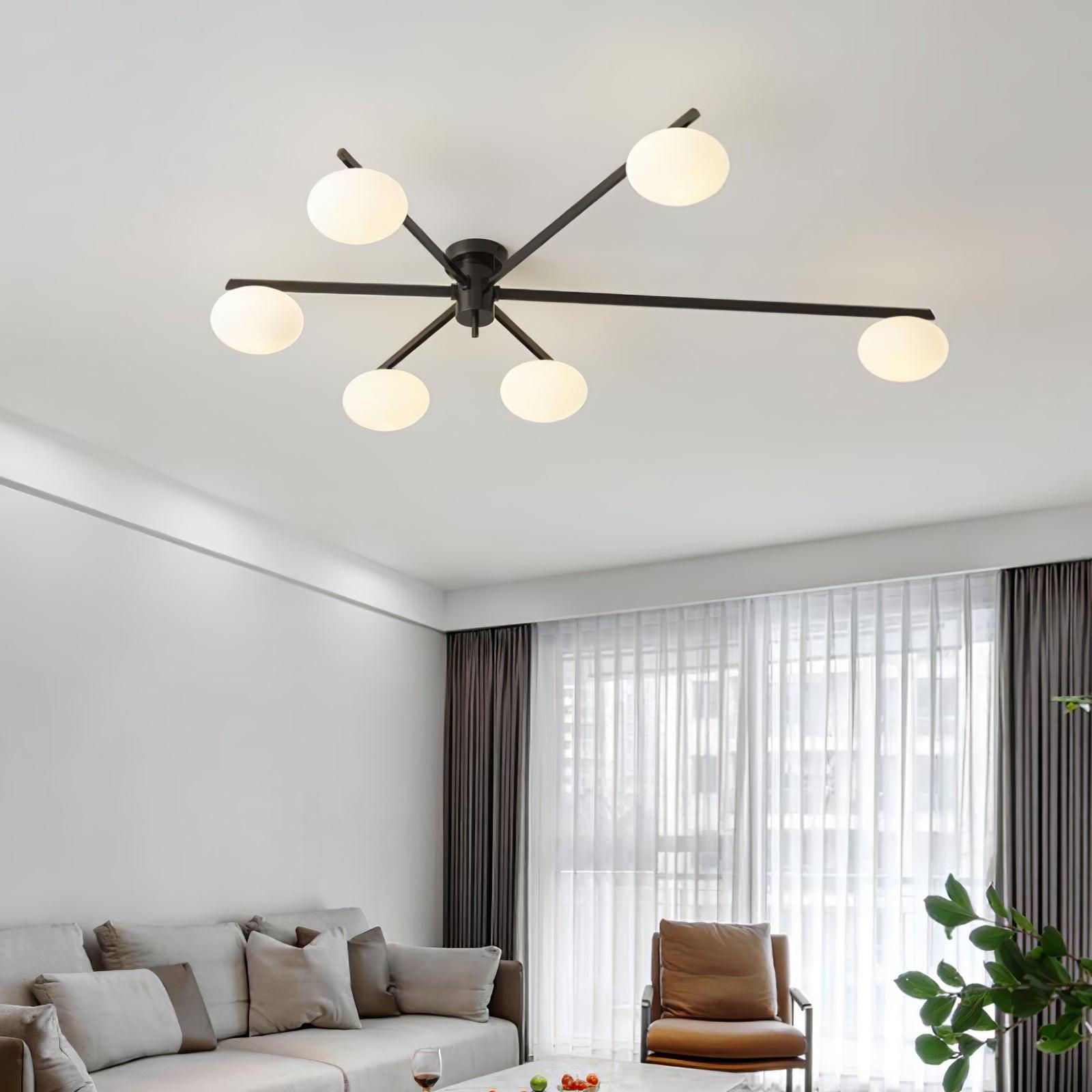 Jania Modern Glass Black Ceiling Light - Lamp Copper
