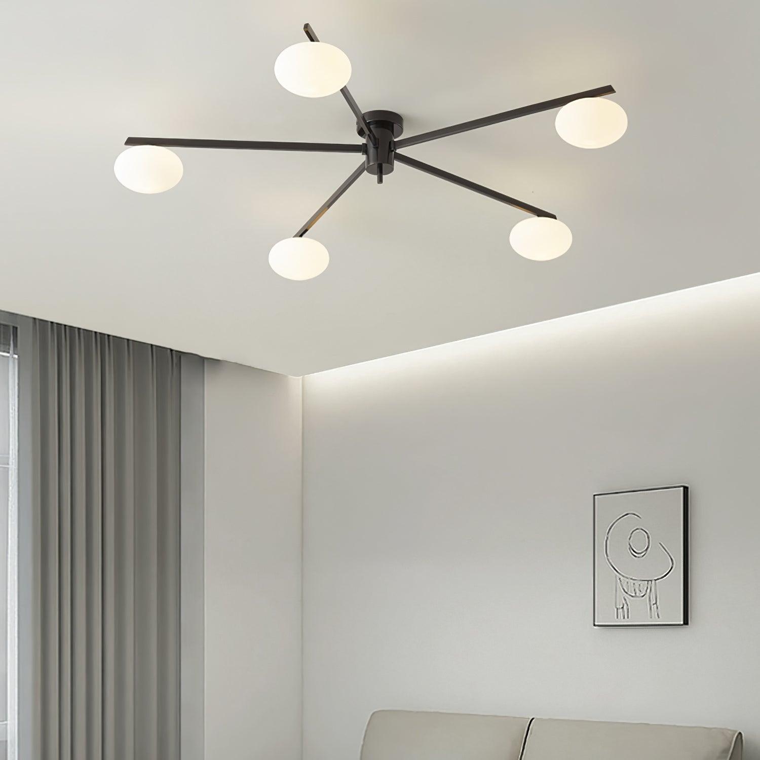 Jania Modern Glass Black Ceiling Light - Lamp Copper