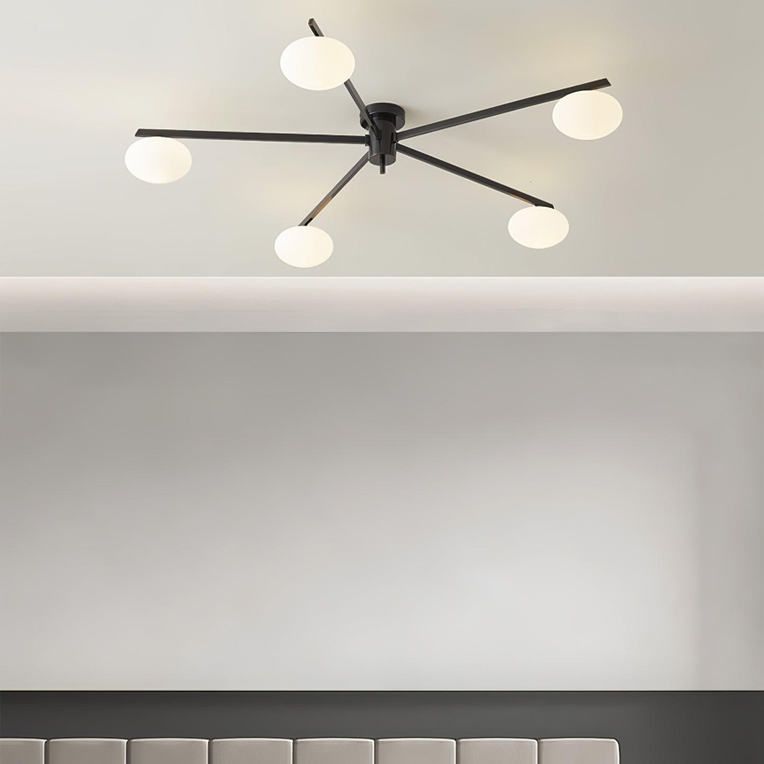 Jania Modern Glass Black Ceiling Light - Lamp Copper
