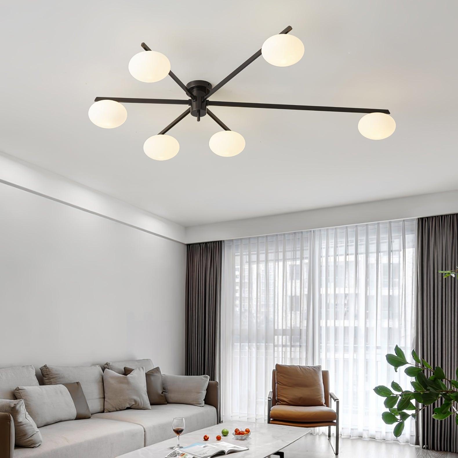 Jania Modern Glass Black Ceiling Light - Lamp Copper