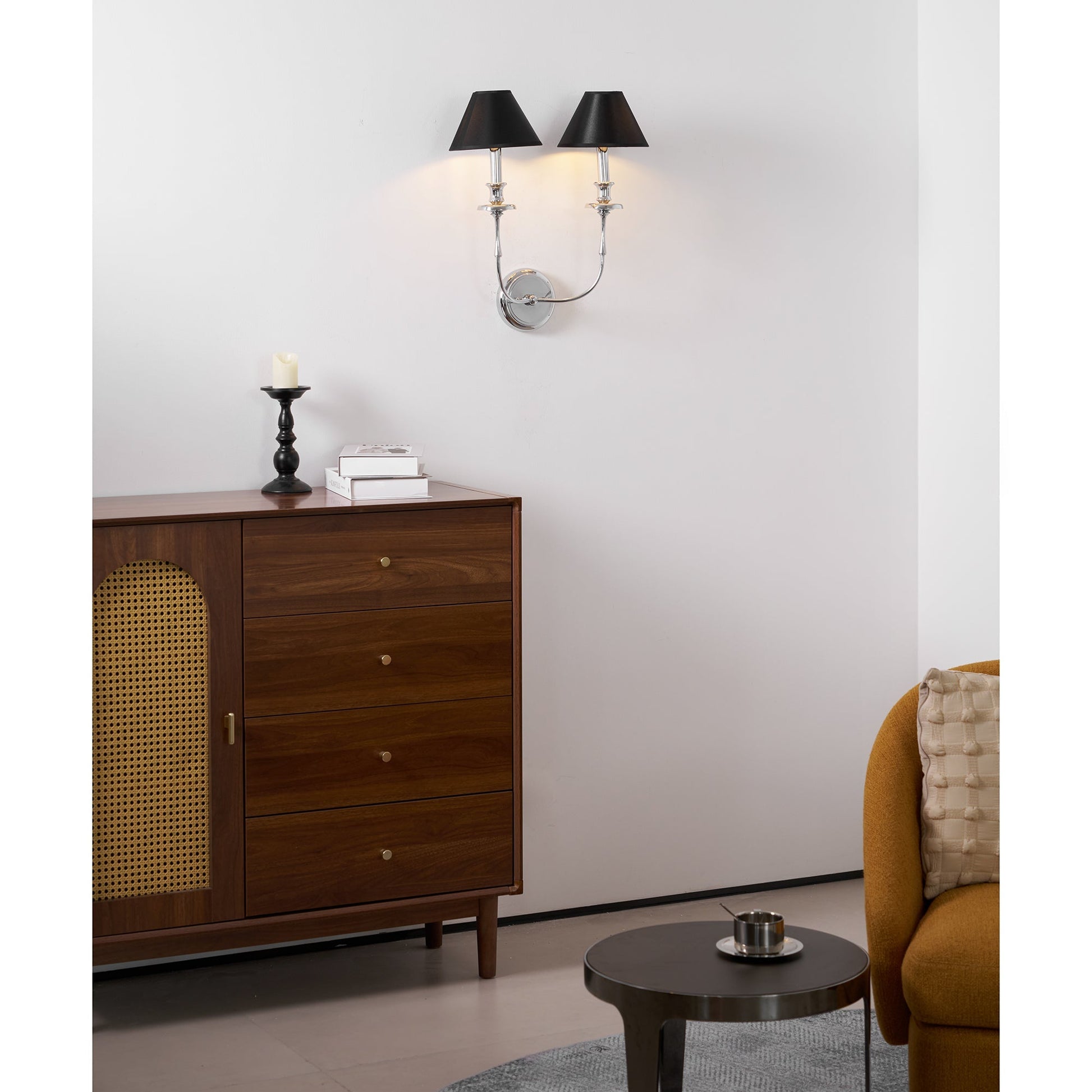 Vedoror Vintage Industrial Brass Fabric Wall Lamp - Lamp Copper